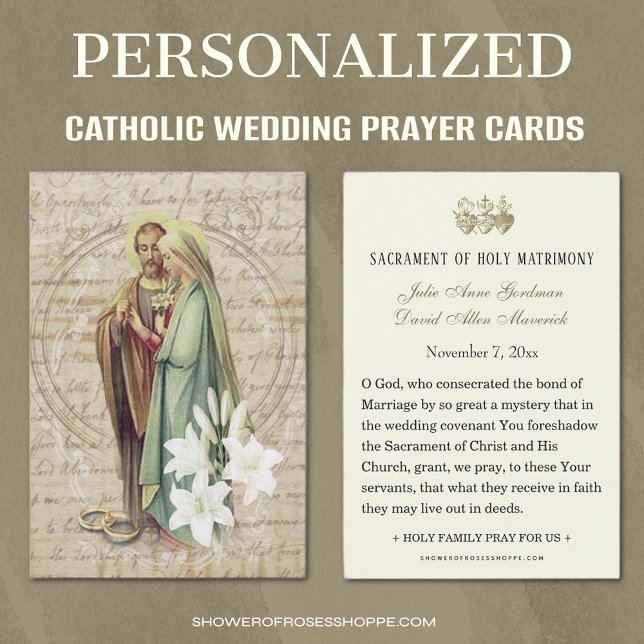 Katholische Hochzeitskarte Betrothal Mary Joseph (Traditional Catholic Wedding Prayer Cards - Easy to personalize )