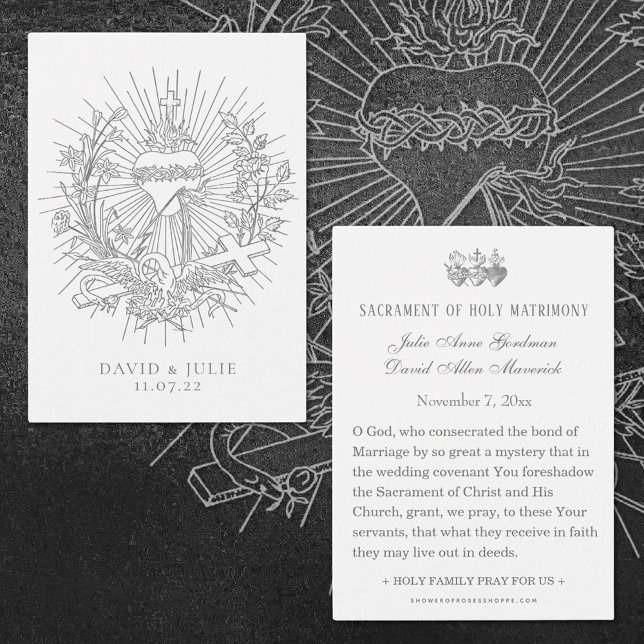 Katholische Hochzeitskarte Heiliges Herz (Catholic Wedding Prayer card of the Sacred Heart of Jesus)