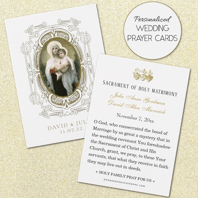 Katholische Hochzeitskarte mit Jungfrau Jesus (Personalized Catholic Wedding Prayer Cards)