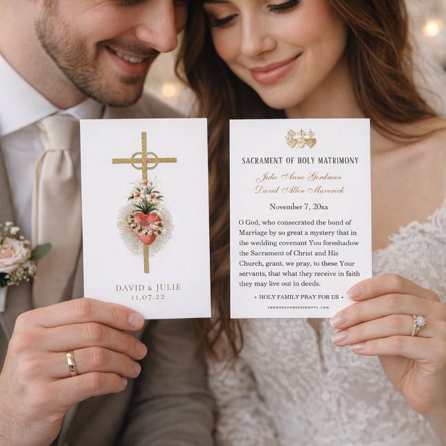 Katholische Hochzeitskarte mit Kreuz und Ringen (Von Creator hochgeladen)