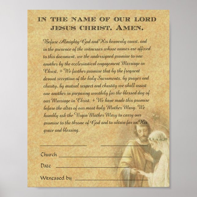 katholische Hochzeitsstiftung Verlobung Betrothal  Poster (Vorne)