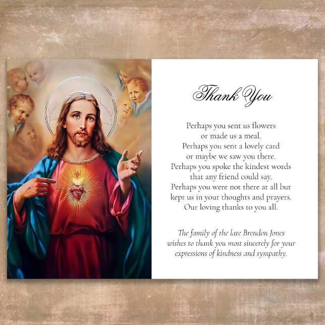 Katholische Jesus Beileid Beerdigung Dankeschön Ka (Loving Jesus Sympathy Catholic Religious Memorial Funeral Thank You Card)