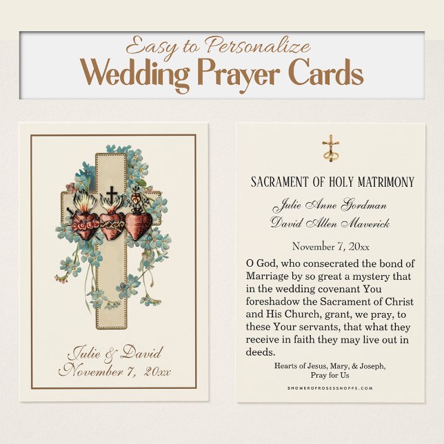 Katholische Jesus Mary Joseph Gastgeschenk Hochzei (Easy to Personalize Catholic hWedding Prayer Cards with the  hearts of Jesus, Mary, & Joseph)
