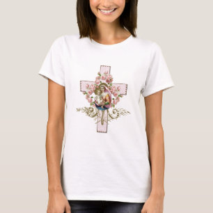 Katholische Jesus Mary kreuzen religiöse Blumen T-Shirt
