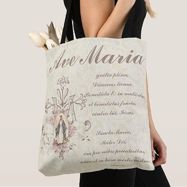 Katholische Jungfrau Mary Ave Maria auf Latein (FIVE STAR CANVAS TOTES!  )