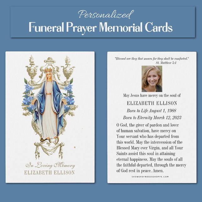 Katholische Jungfrau Mary Beerdigung Gedenkkarte (Traditional Catholic Blessed Virgin Mary Funeral Prayer Memorial Card)