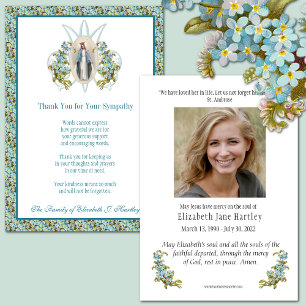 Katholische Jungfrau Mary Beileid Beerdigung Dankeskarte