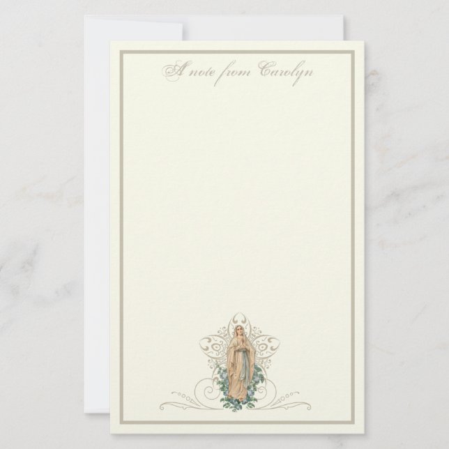 Katholische Jungfrau Mary Elegant Religious Floral Briefpapier (Vorderseite)