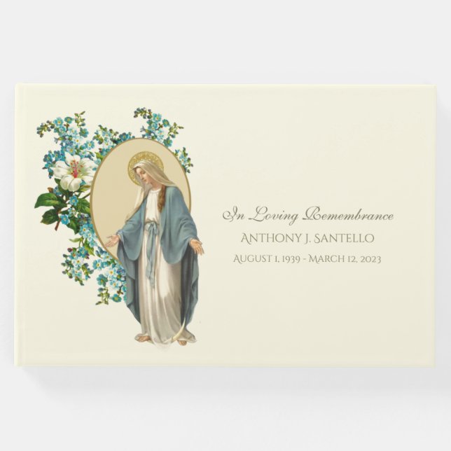 Katholische Jungfrau Mary Floral Memorial Beerdigu Gästebuch (Vorderseite)