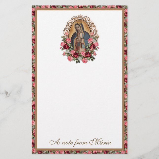 Katholische Jungfrau Mary Guadalupe Rose Schreibti Briefpapier (Vorderseite)
