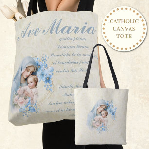 Katholische Jungfrau Mary Jesus Blue Floral Ave Ma