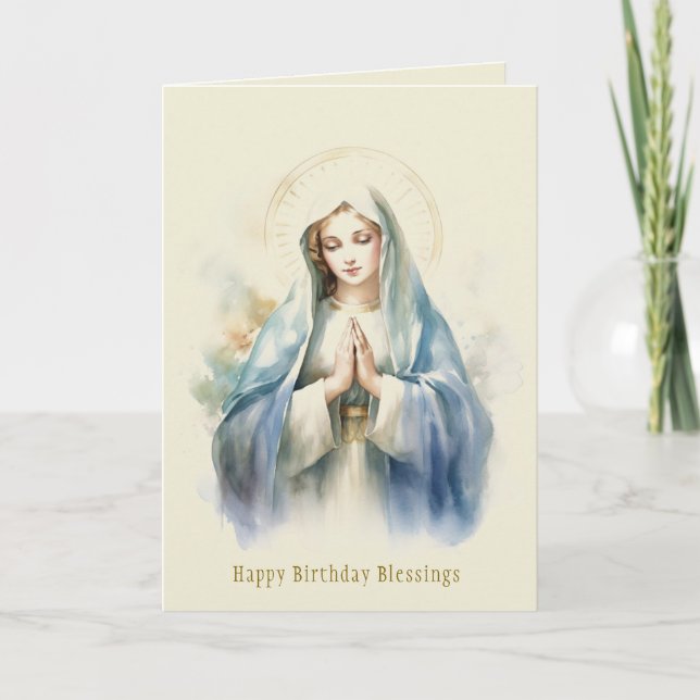Katholische Jungfrau Mary Religious Birthday Card Karte (Vorderseite)