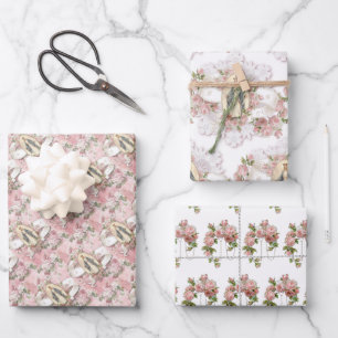 Katholische Jungfrau Mary Religious Pink Roses Wra Geschenkpapier Set