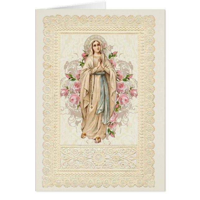 Katholische Jungfrau Mary Rosary Floral Lace (Vorne)