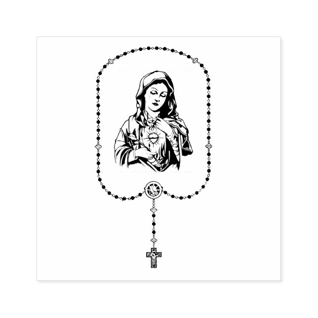 Katholische Jungfrau Mary Rosary Religious Ansprac Gummistempel (Prägung)