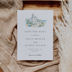 Katholische Kirche Aquarell Hochzeit Save The Date