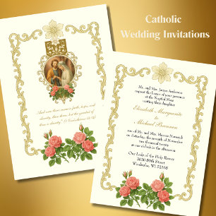 Katholische klassische Elegante Hochzeit Einladung