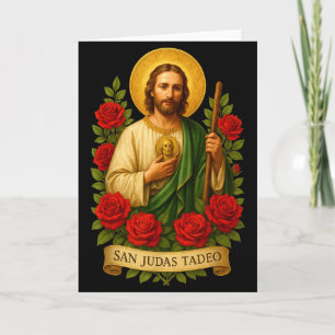 Katholische Kunst mit roten Rosen des heiligen Jud Karte