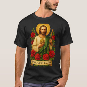 Katholische Kunst mit roten Rosen des heiligen Jud T-Shirt