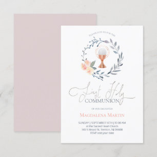 Katholische Mädchen erste Kommune Blumenkranz invi Einladung