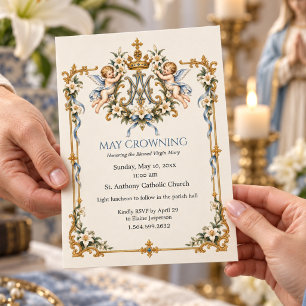 Katholische Maikrönung mit Marianischem Monogramm Einladung