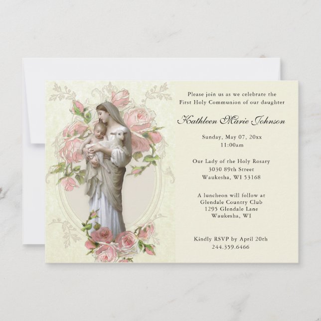 Katholische Maria Jesus Erste Einladungen (Vorderseite)