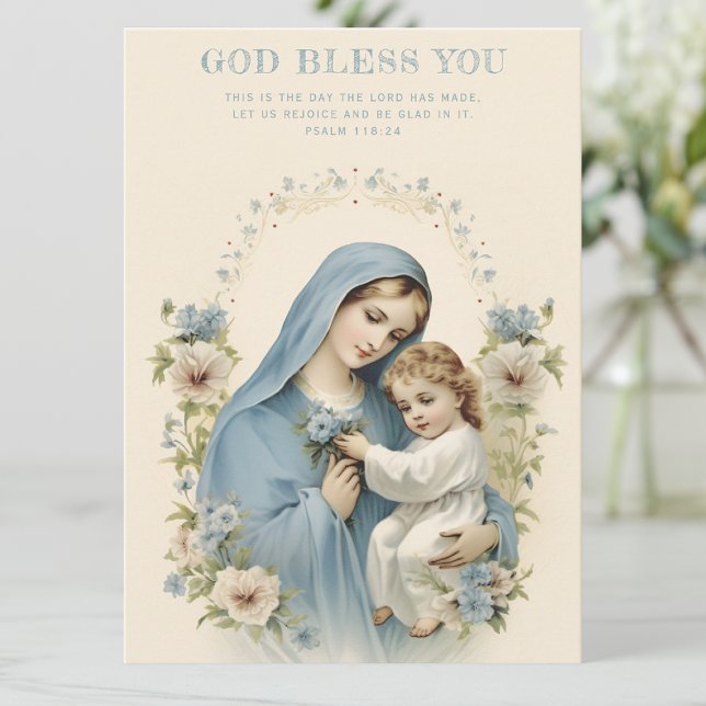 Katholische Maria und Jesus-Blumenschrift (A sweet card for just about any occasion! Easy to personalize! )