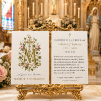 Katholische marianische Monogramm-Hochzeit rosa Ro