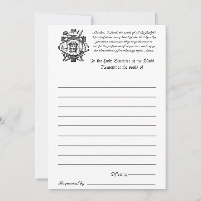 Katholische Masse Alle Soule Erinnerung an die Tot (Vorderseite)