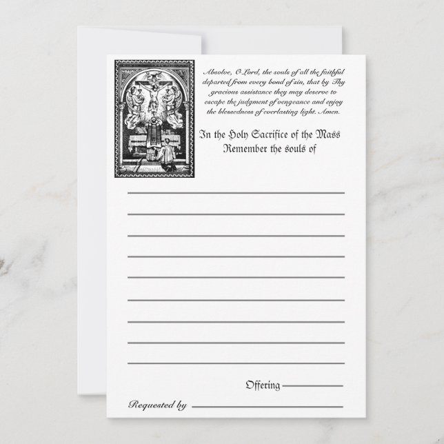 Katholische Masse Alle Soule Erinnerung an die Tot (Vorderseite)