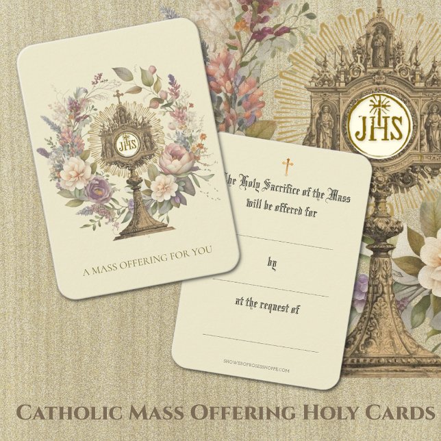 Katholische Masse, die Monstrance Bloral anbietet Visitenkarte (Traditional Catholic Mass Offering Holy Cards )