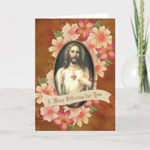 Katholische Messopfer-Blumen-Heiligstes Herz Jesu Feiertagskarte