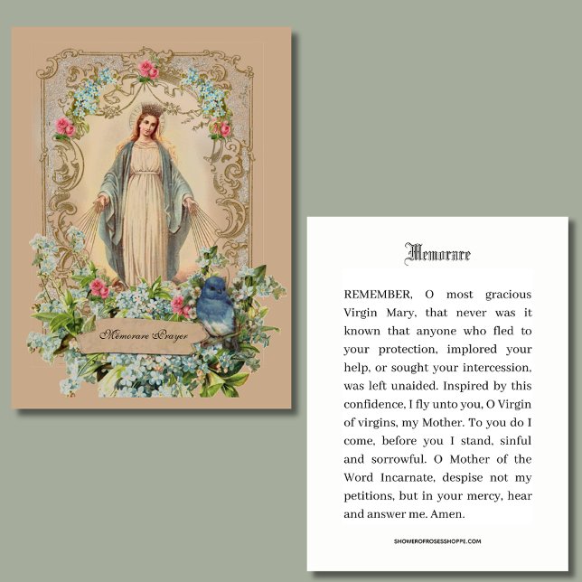 Katholische Mutter Mary Floral Memorys Gebet Platzkarte (Von Creator hochgeladen)