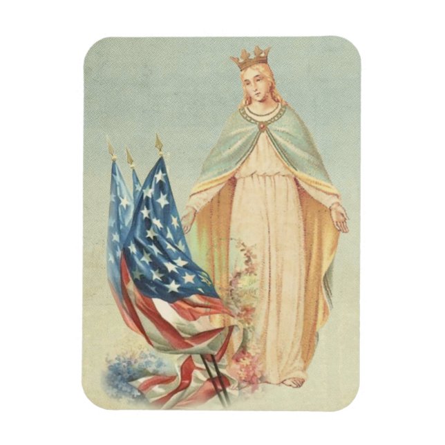 Katholische Mutter Mary USA Flagge Religiös Magnet (Vertikal)