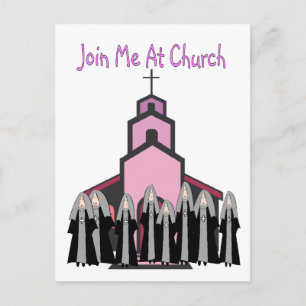 Katholische Nonnen Grußkarten "Join Me at Church" Postkarte
