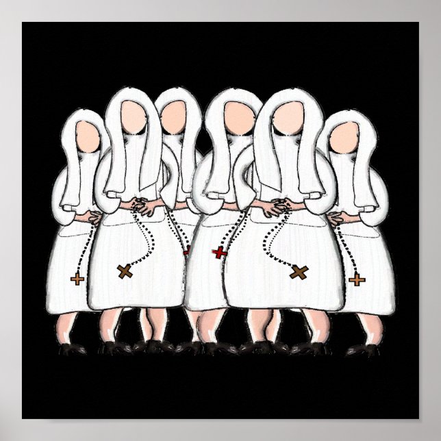 Katholische Nun Art Poster-Pen & Tinte Poster (Vorne)