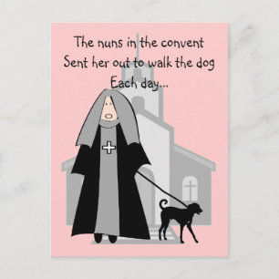 Katholische Nun Funny Cards "Walking the Dog" Postkarte