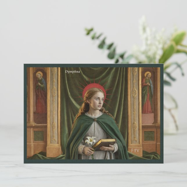 Katholische Postkarte | Saint Dymphna (Stehend Vorderseite)