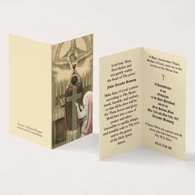 Katholische Priesterordnung Jubiläum Heilige Karte (Innenseite und Außenseite)