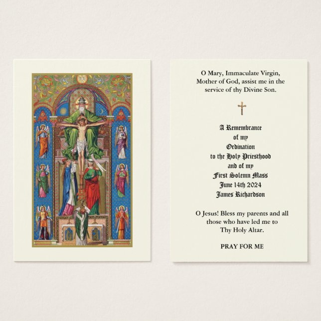 KATHOLISCHE PRIESTERWEIHE HEILIGE KARTEN (Vorne & Hinten)