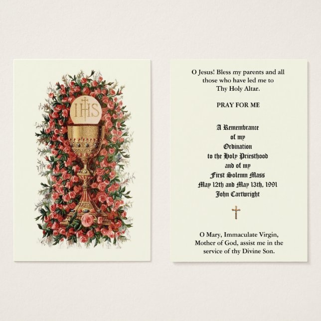 KATHOLISCHE PRIESTORDINIERUNG JAHRESHEILIGE KARTEN (Vorne & Hinten)
