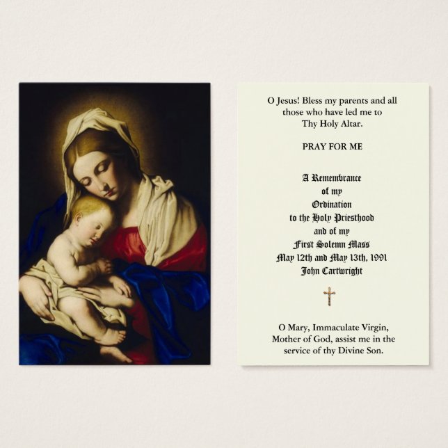 KATHOLISCHE PRIESTORDINIERUNG JAHRESHEILIGE KARTEN (Vorne & Hinten)