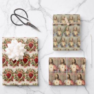 Katholische Religiöse Heilige Herz Jesus Jungfrau  Geschenkpapier Set