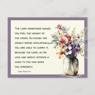 Katholische Religiöse St. Padre Pio Zitat Blumenko Postkarte