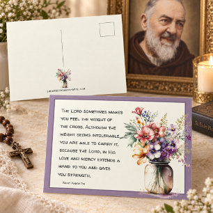 Katholische religiöse St. Padre Pio Zitat Floral Postkarte