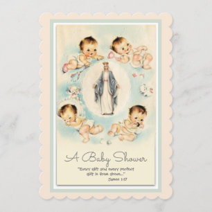 katholische religiöse Vintage Babydusche Einladung