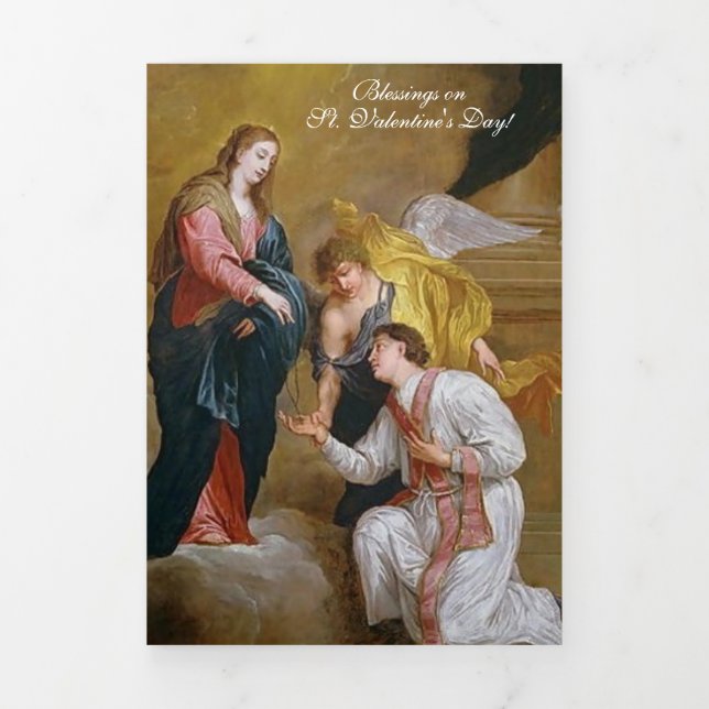 Katholische religiöse Vintage St. Valentingebet Dreifach Gefaltete Urlaubskarte (Cover)