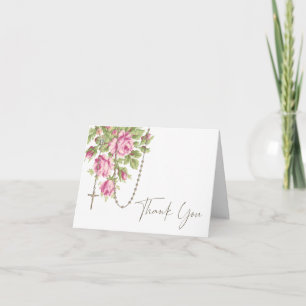 Katholische rosa Rosen gesegnete Marien-Rosenkranz Dankeskarte