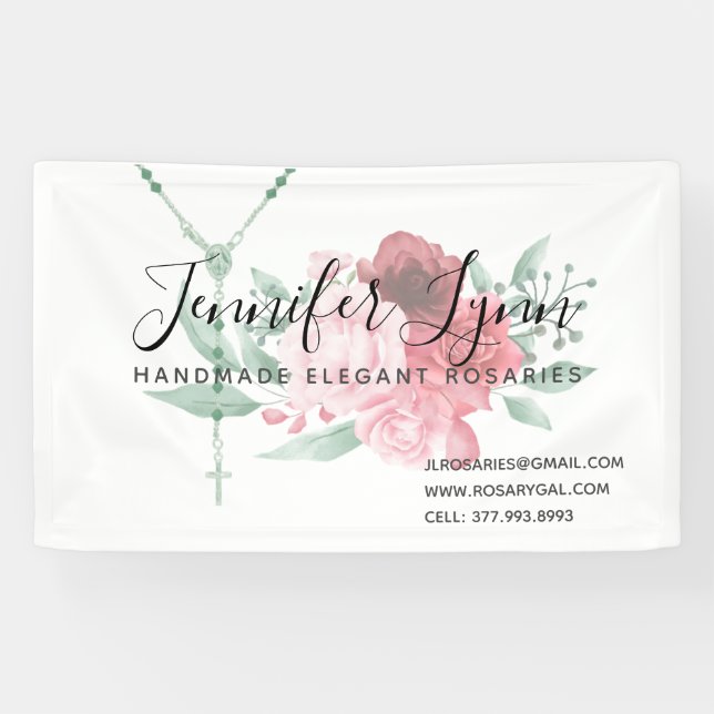Katholische Rosenkranze Rose Religiöse Blume Banner (Horizontal)