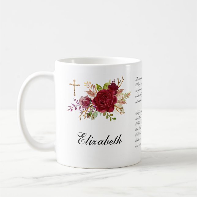 Katholische Rote Rose Crucifix Gebet Bridesmaid Kaffeetasse (Links)